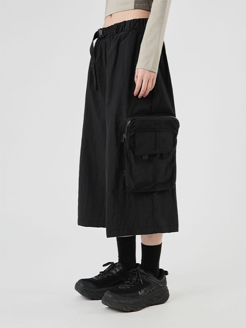 MULTI SOLID CARGO NYLON BERMUDA PANTS 