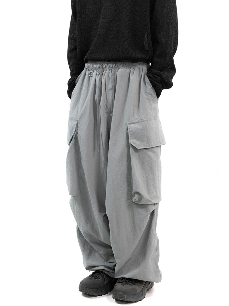 Balloon-fit wide cargo trousers 
