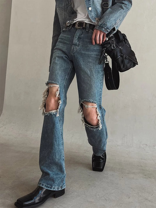 Distressed Knee Washed Jeans 
