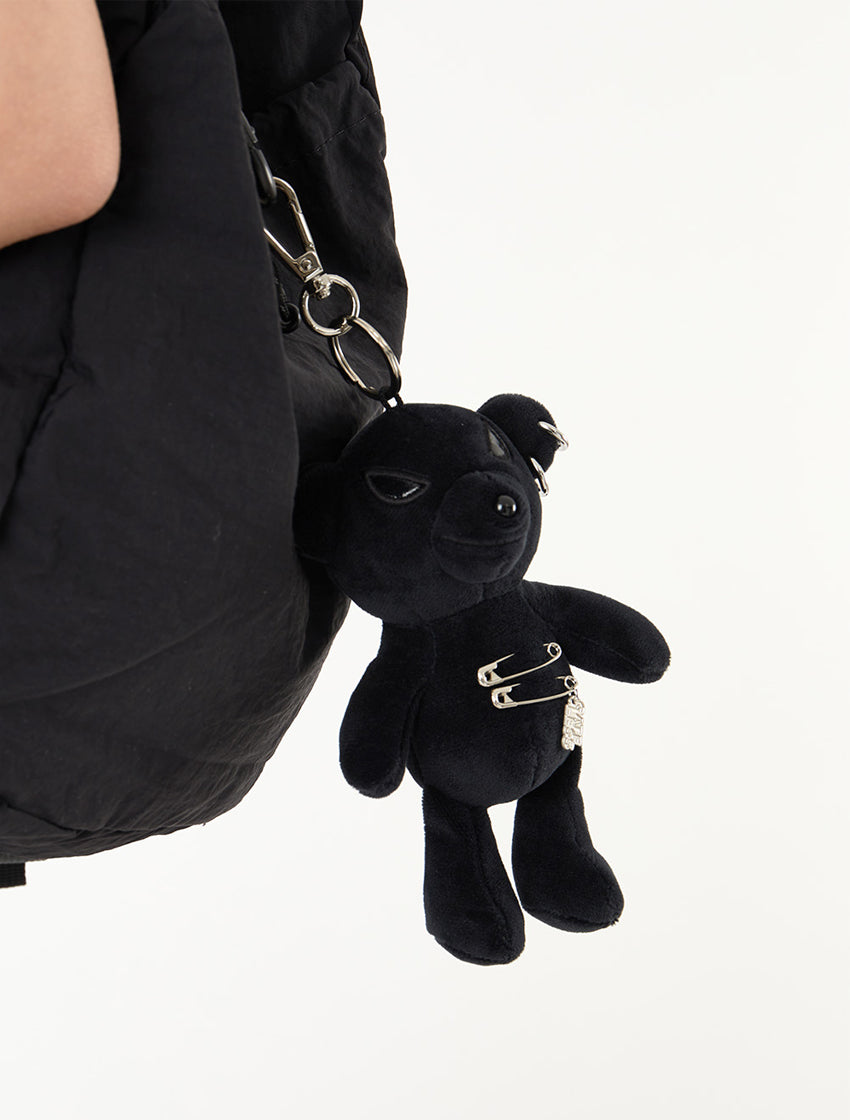 Black Angry Teddy Bear Keyring