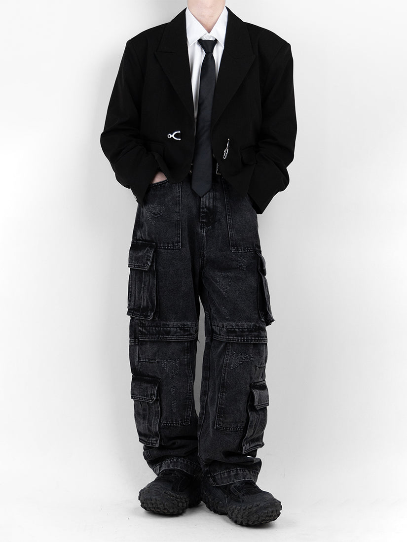Damage Cargo Denim Pants