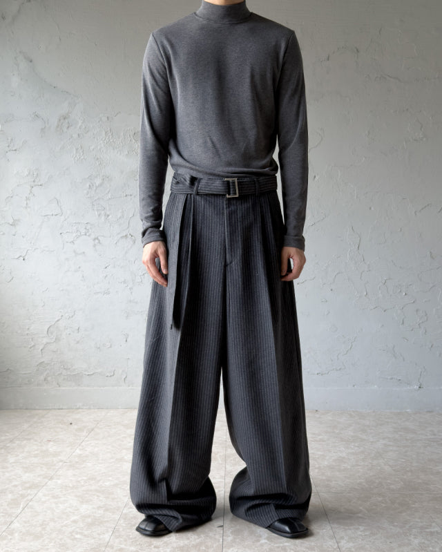Wide wool stripe slacks