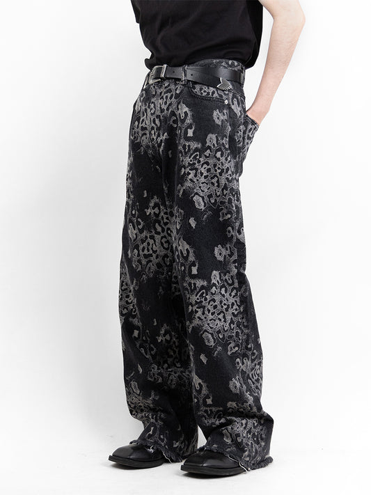 Black Leopard Wide Pants