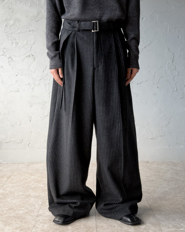 Wide wool stripe slacks