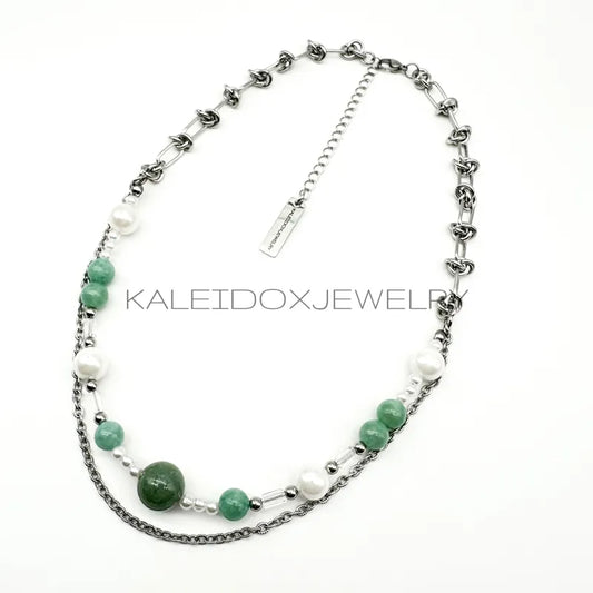 Jade beads &amp; pearl necklace