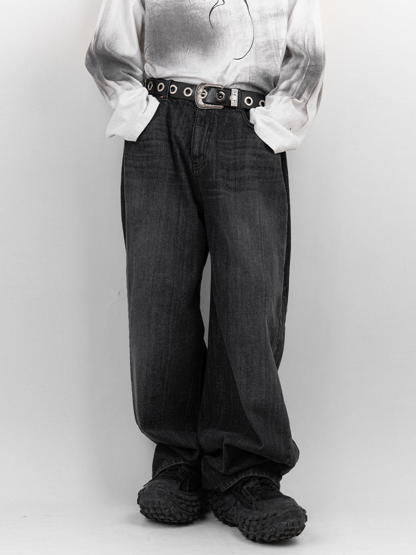 Folding Wide Denim Pants 