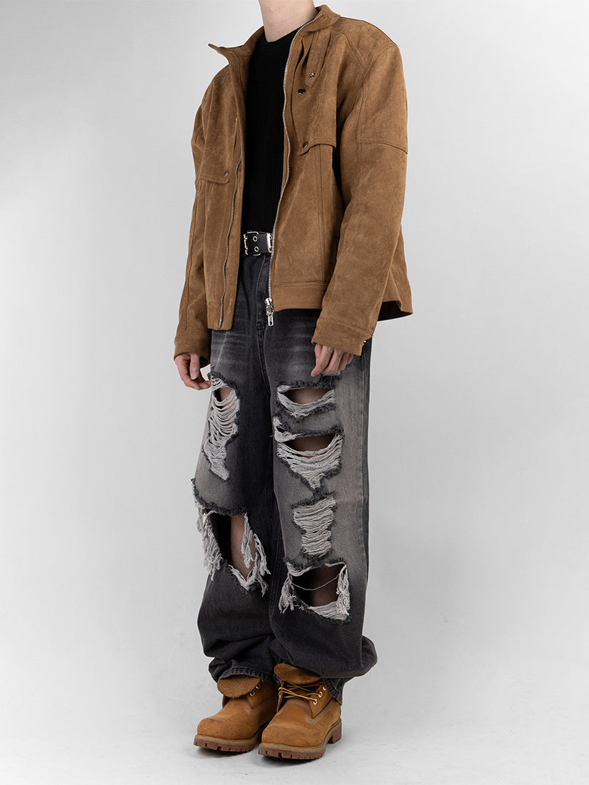Two Way Stitch Suede Jacket