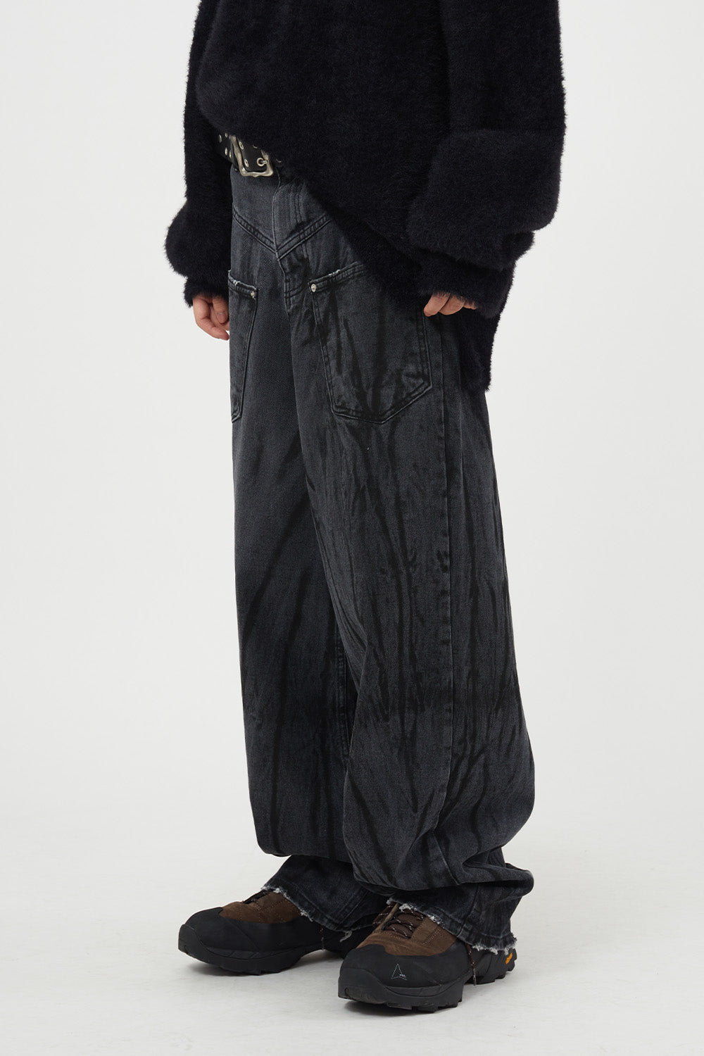 Dirty washed front pocket denim pants 