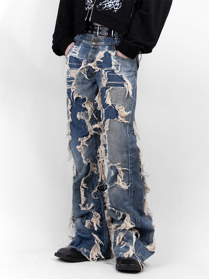 Crack Denim Baggy Pants 02 