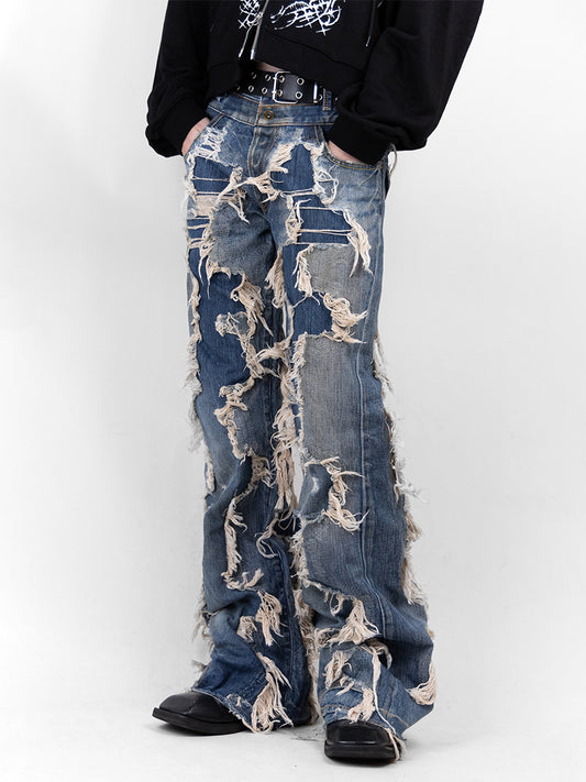 Crack Denim Baggy Pants 02 