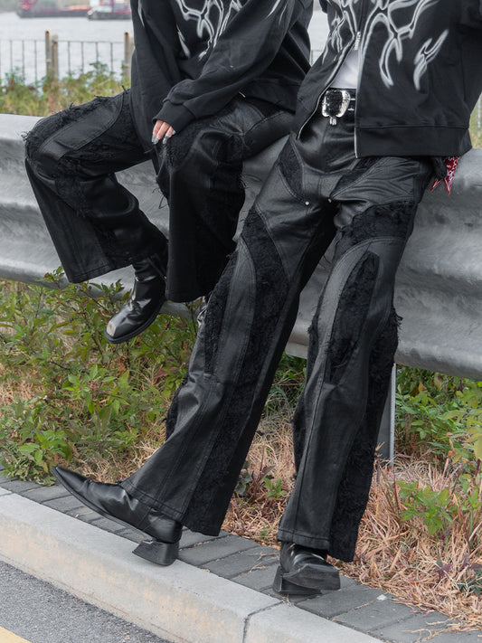 Hand-coated waxed flared jeans