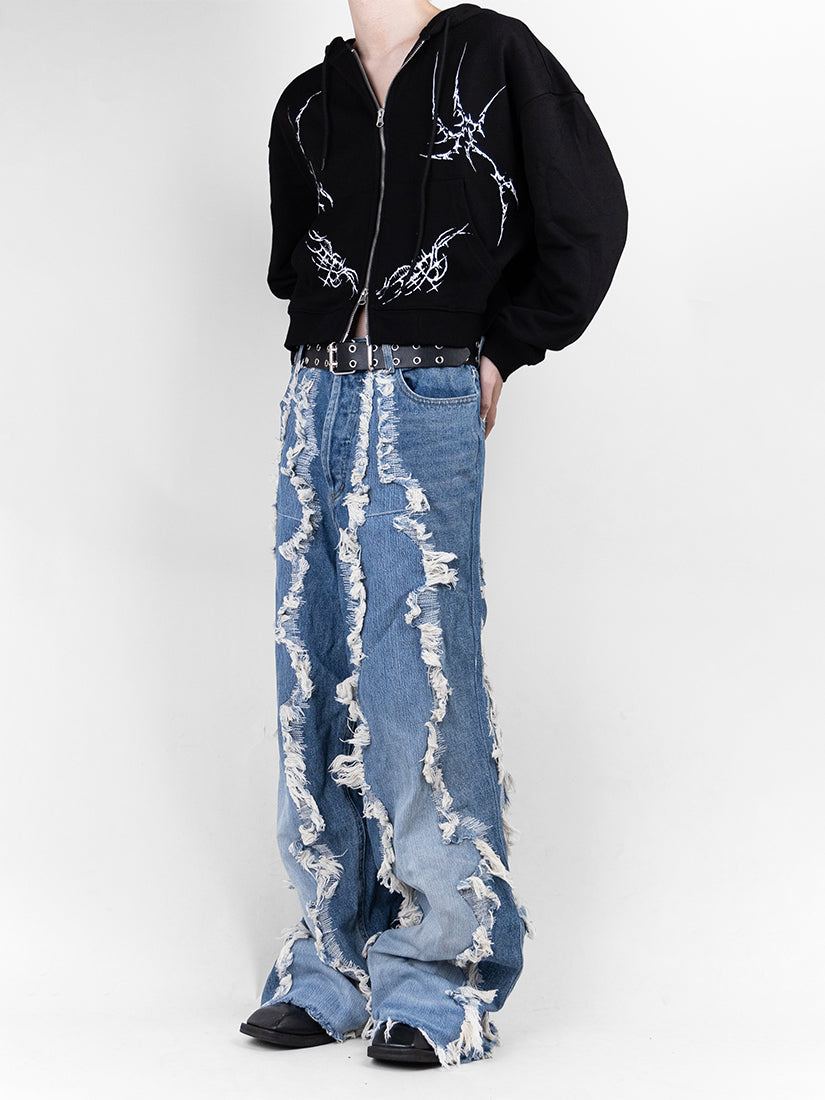 Crack Denim Baggy Pants 03 