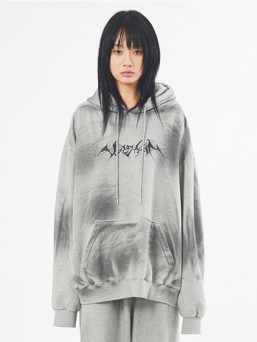 Heavy Dirty Washed Printed Over Hood 