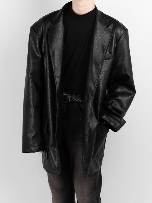 Pit crack leather over blazer
