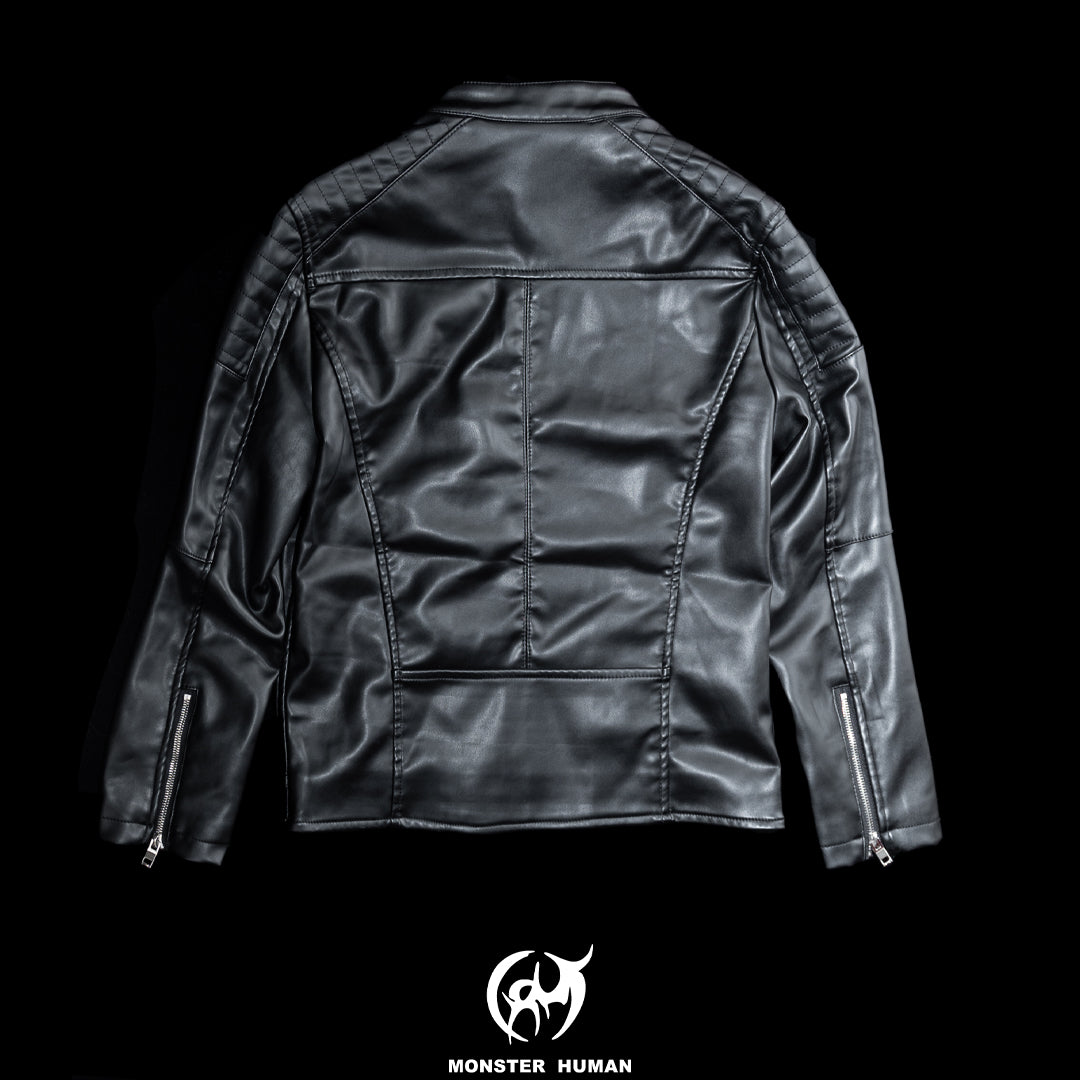 Logo Biker Leather Jacket