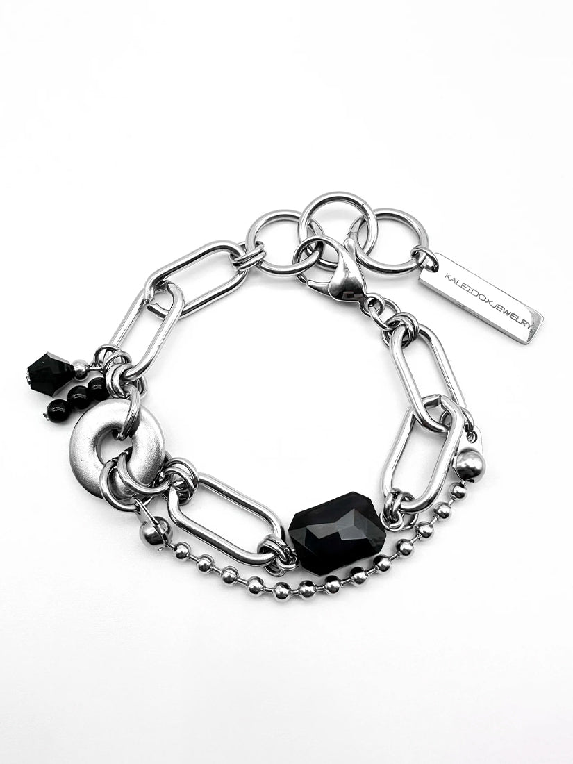 Black Rectangular Beads Bracelet