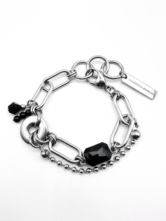 Black Rectangular Beads Bracelet