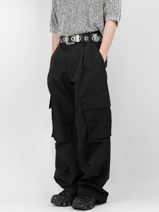 Nylon Cargo Wide Pants 