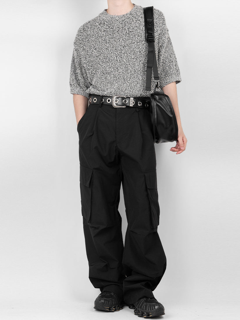 Nylon Cargo Wide Pants