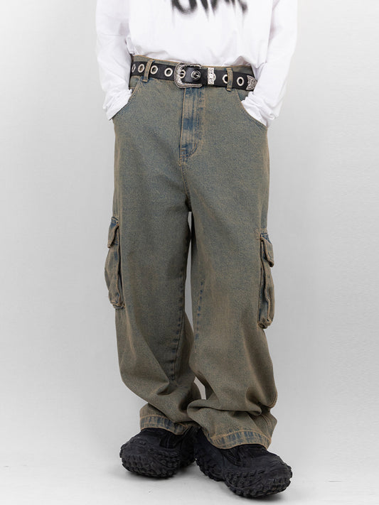Vintage Wide Cargo Denim Pants 