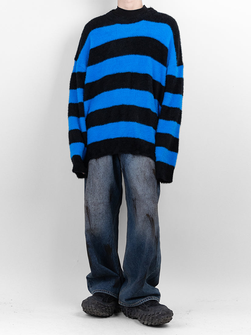 Striped knitted cold sweater 