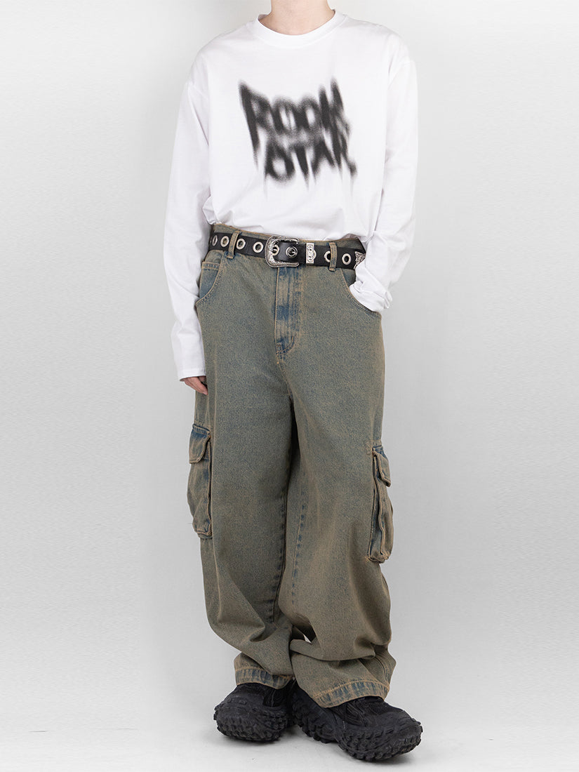 Vintage Wide Cargo Denim Pants
