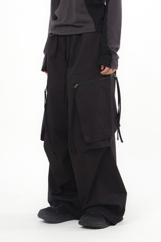 Zipper Big Cargo Balloon Wide Banding Pants 