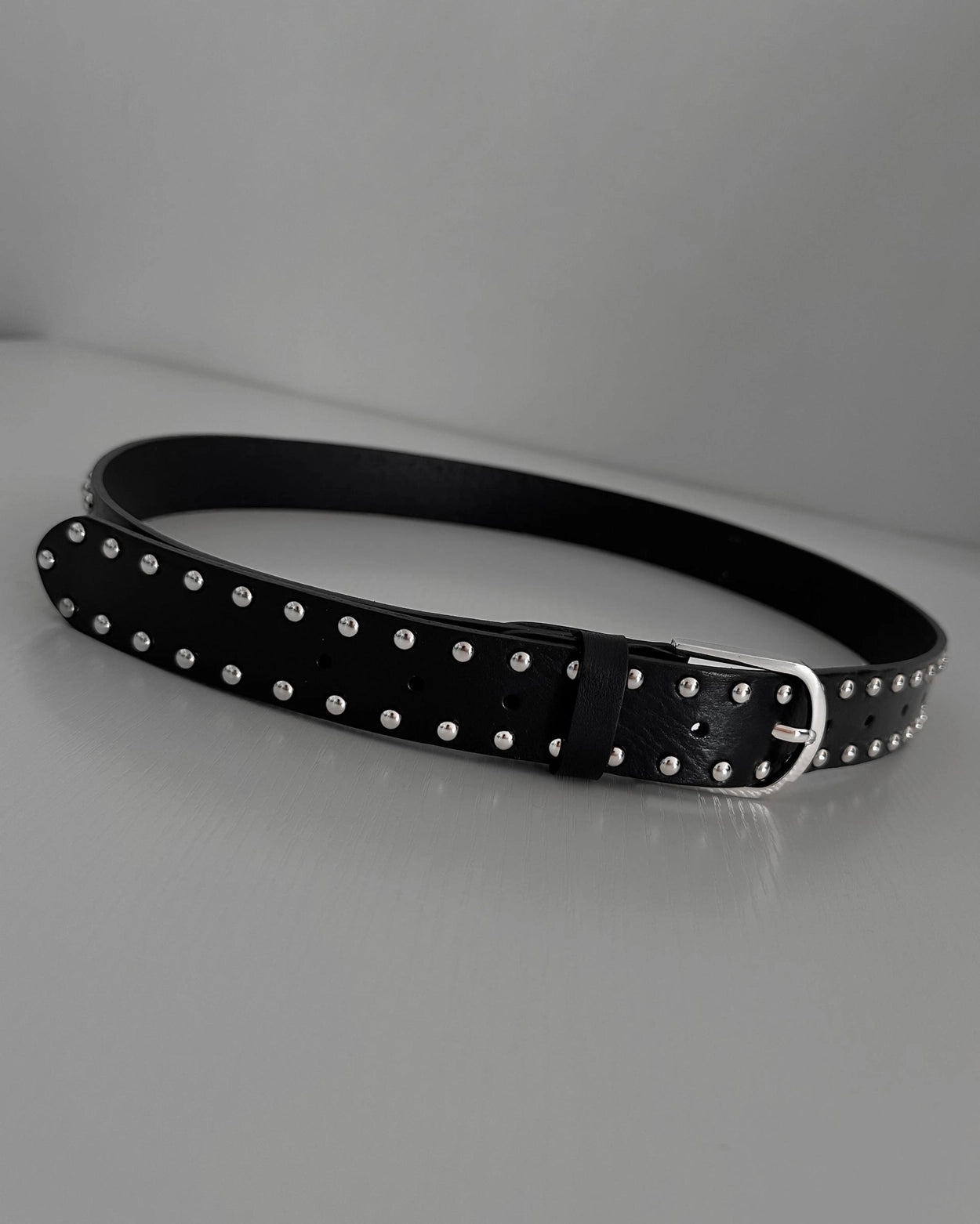 Double stud leather belt
