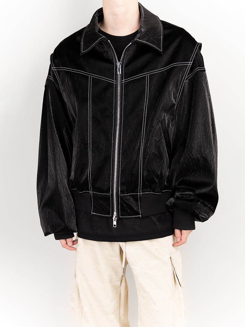 Balloon fit leather jacket 