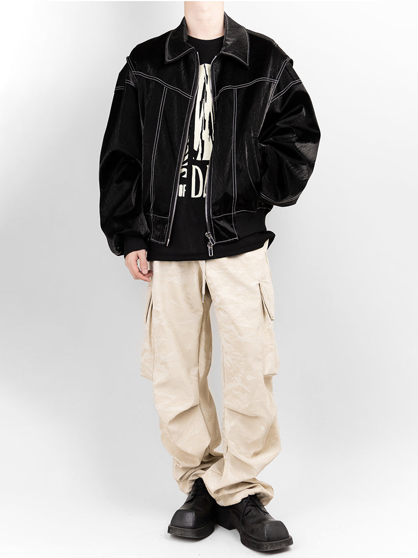 Balloon fit leather jacket 