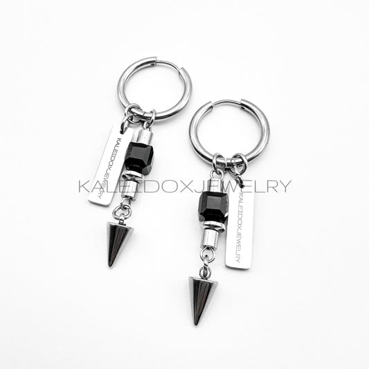 Black square &amp; spikes earrings