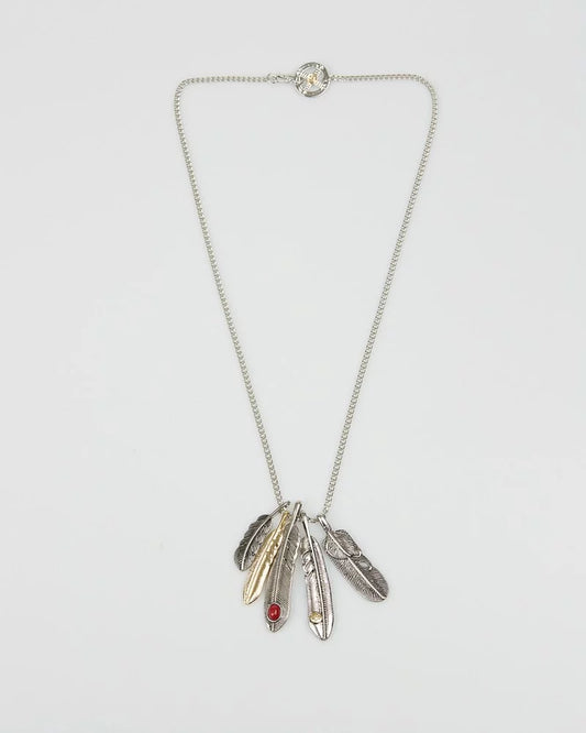 Burgundy Gem Feather Neckles 