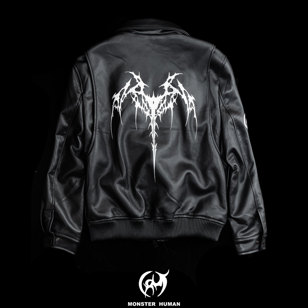 Double Pocket Cross leather jacket