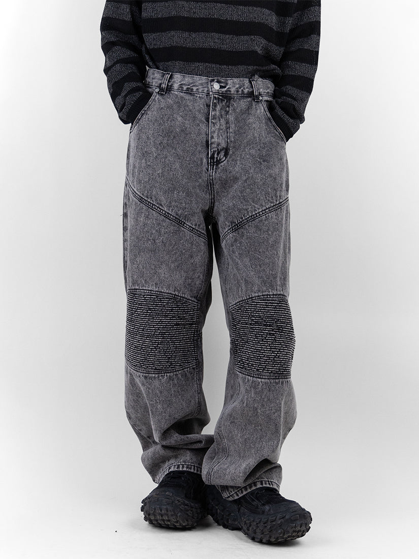 Cut Biker Denim Pants