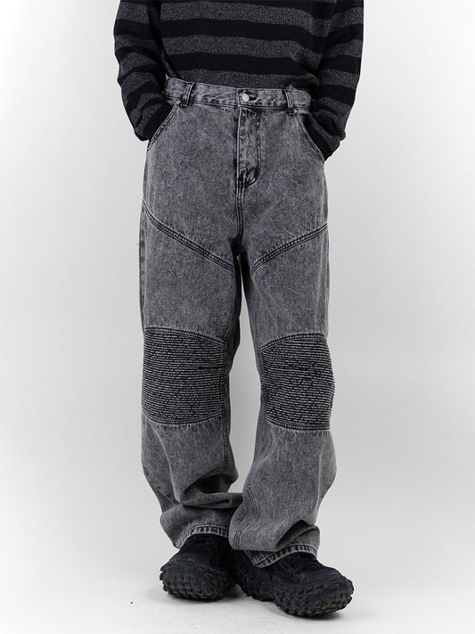 Cut Biker Denim Pants