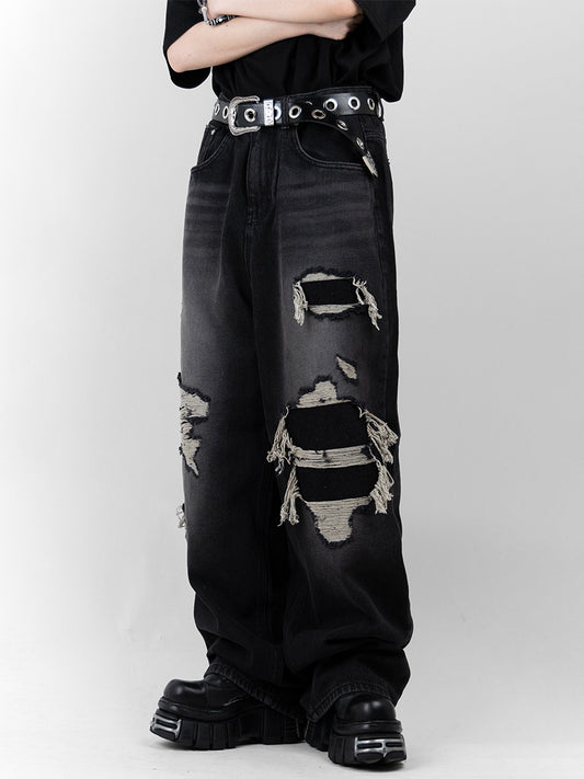 Black Latex Denim Jeans