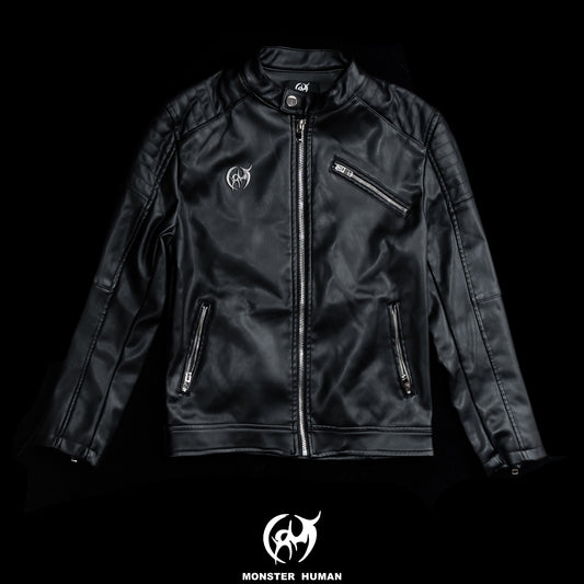 Logo Biker Leather Jacket