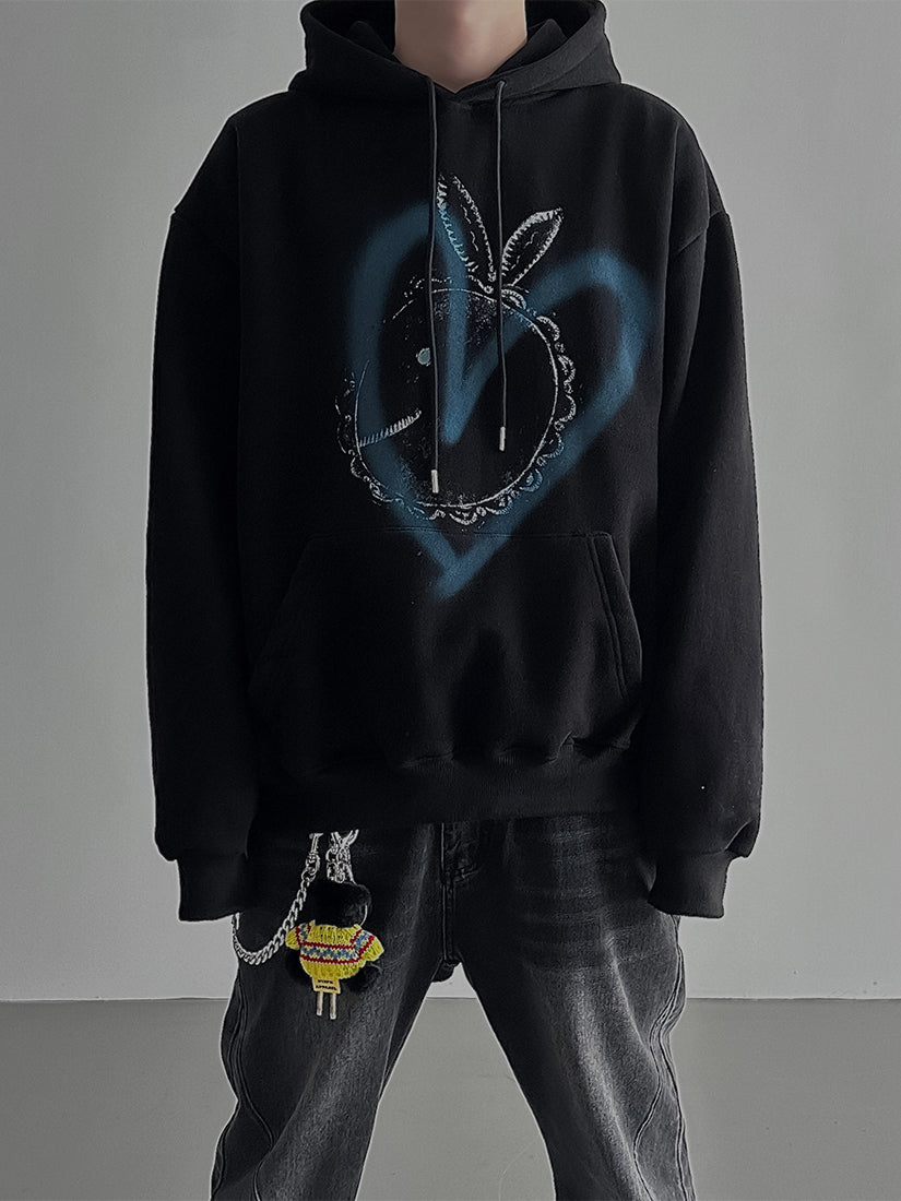 Heart Rabbit Sheep Brush Hoodie 