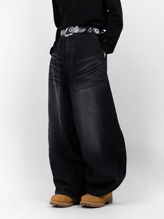 Label Snap Balloon Denim Pants