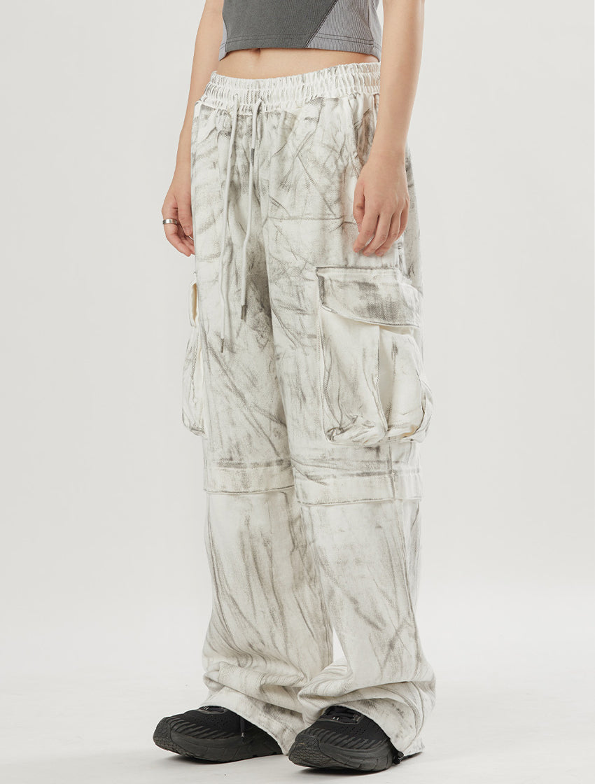 Dirty Washed Wide Cargo Pants