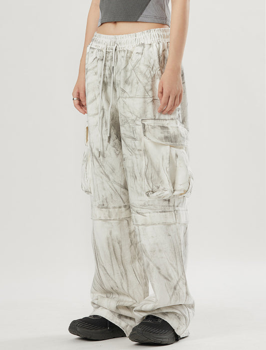 Dirty Washed Wide Cargo Pants
