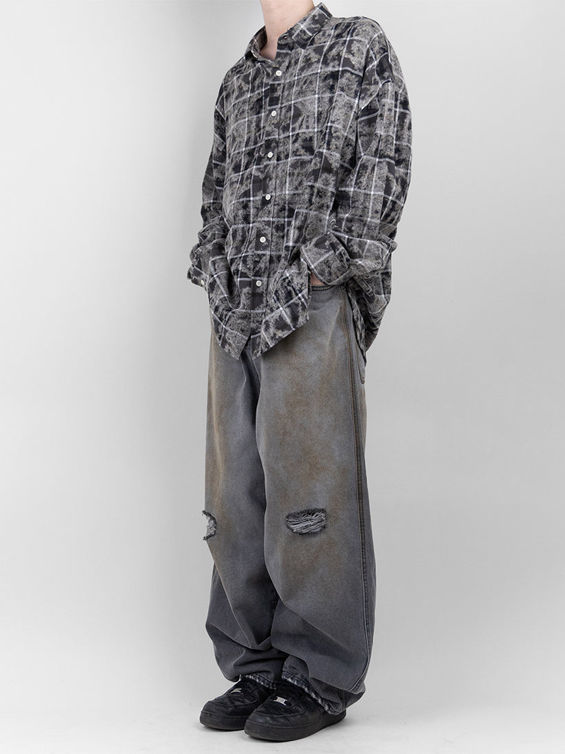 Tumble Down Damage Denim Pants
