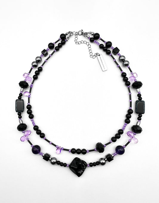 Black and purple 2 in 1 necklace