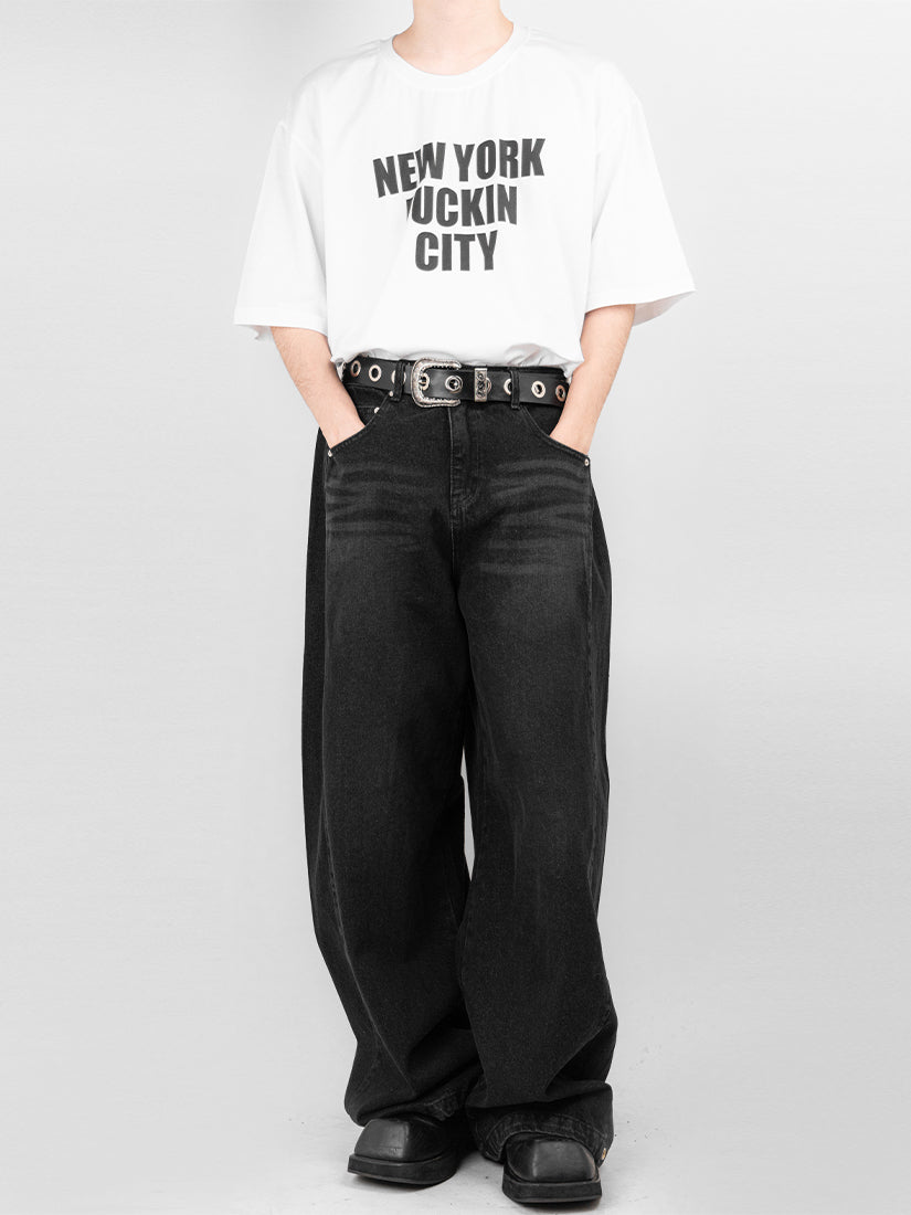 Black Maxi Wide Denim Pants