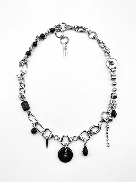 black pendant stainless steel necklace