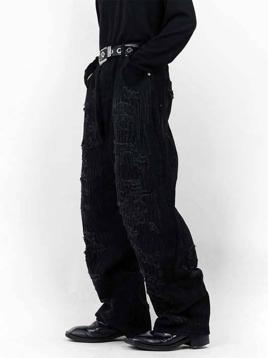 Damage Wide Denim Pants